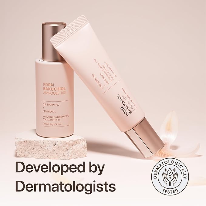 PDRN Ampoule and PDRN Cream, CUSKIN Korean Skin Care with Salmon DNA, Plant Based Bakuchiol, Moisturizing Bifida