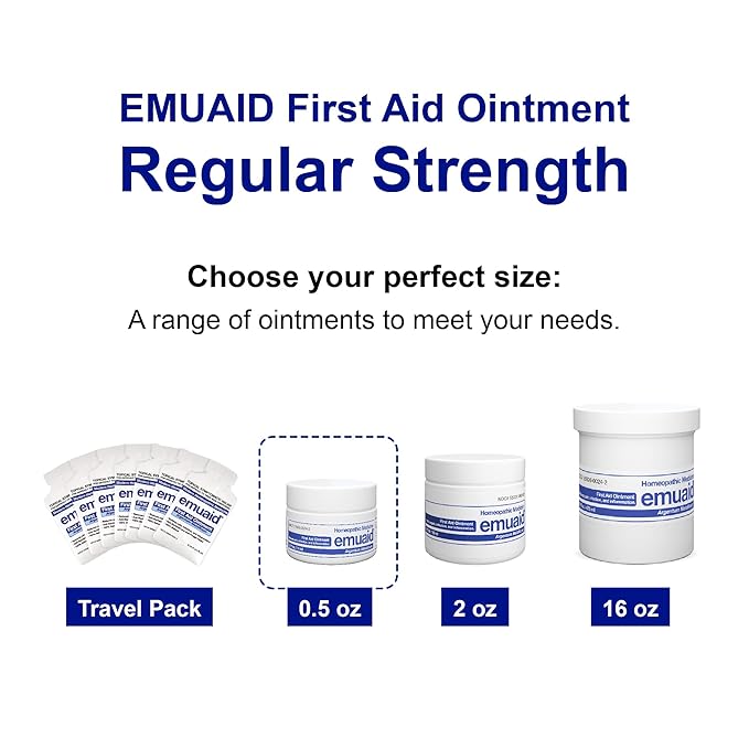 emuaid Ointment for Eczema and Psoriasis Relief, Reduces Itching, Pain, Swelling, Regular Strength Treatment for 100+ Skin Conditions, Steroid and Chemical-Free, Suitable for All Ages, 0.5oz