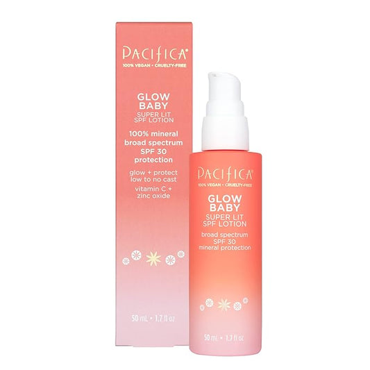 Pacifica Beauty Glow Baby Super Lit SPF 30 Lotion, Skincare, Broad Spectrum, UVA/UVB Sun Protection, Zinc Oxide, Mineral Sunscreen, Face Lotion, Tinted Moisturizer, Vegan, 1.7 fl oz (1 Count)