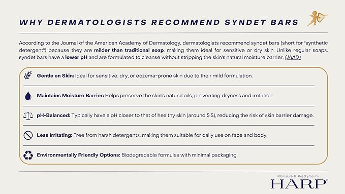 HARP pH-Balanced (5.0-6.0) Body Wash Bar - Exceptionally Gentle For Dry or Sensitive Skin + Shea Butter + Borage oil | Non-Comedogenic | Soap/Lye/Dye-Free. VANILLA LAVENDER FRAGRANCE