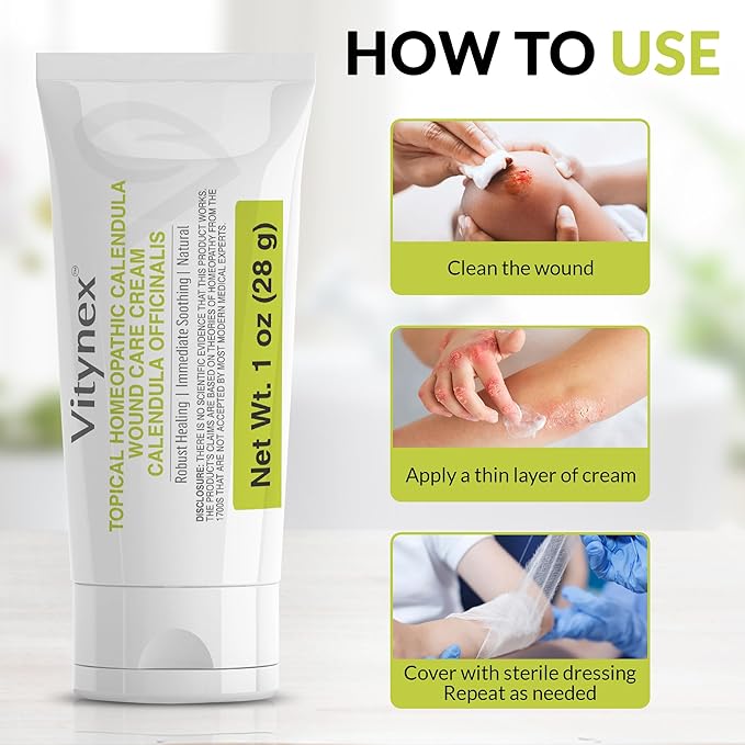 Skin Repair Wound Care Cream – 1 Oz Scar Prevention Cream First Aid Wound Ointment for Burns, Bites, Cuts, Ulcers, Abrasions – Deeply Nourishing Calendula Healing Ointment with Natural Ingredients