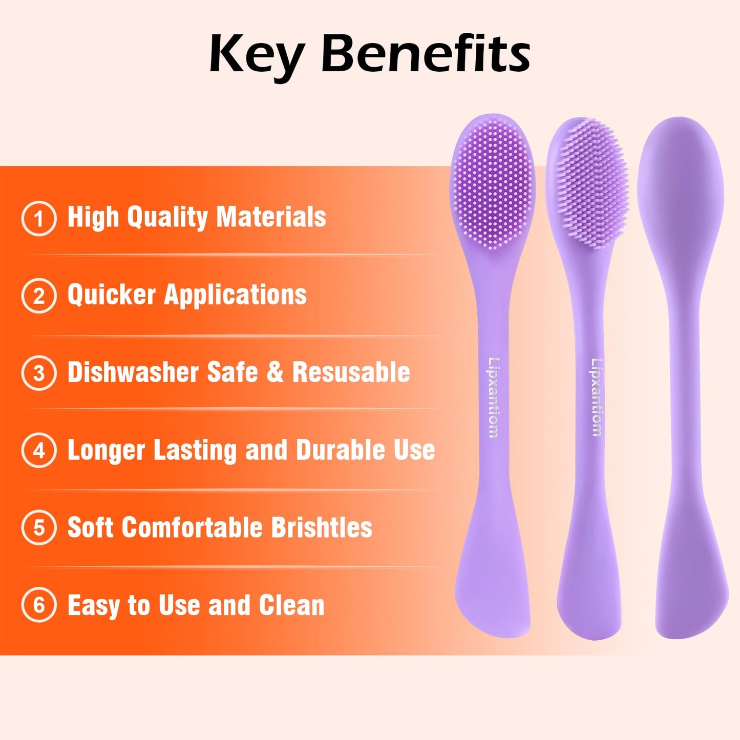 Lipxantiom 3 Pcs Silicone Face Mask Brush Applicator Mask Brushes for Facials Cleansing & Exfoliating,Facial Clay Mask Applicator Tool Mask Spatula Cream Skincare for Apply Cream,Lotion,Mud,Clay