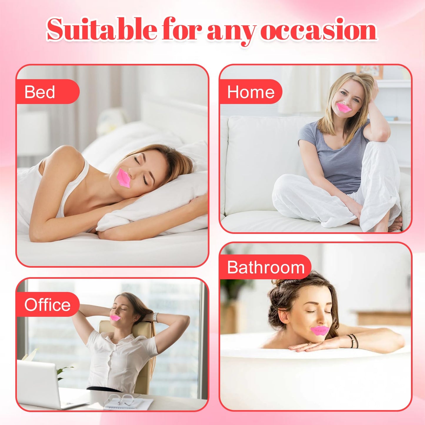 CACASO 50 Pcs Lip Mask Sheet - Crystal Lip Masks, Moisturizing Rose Pink Lip Masks, Anti-Chapped, Anti-Wrinkle