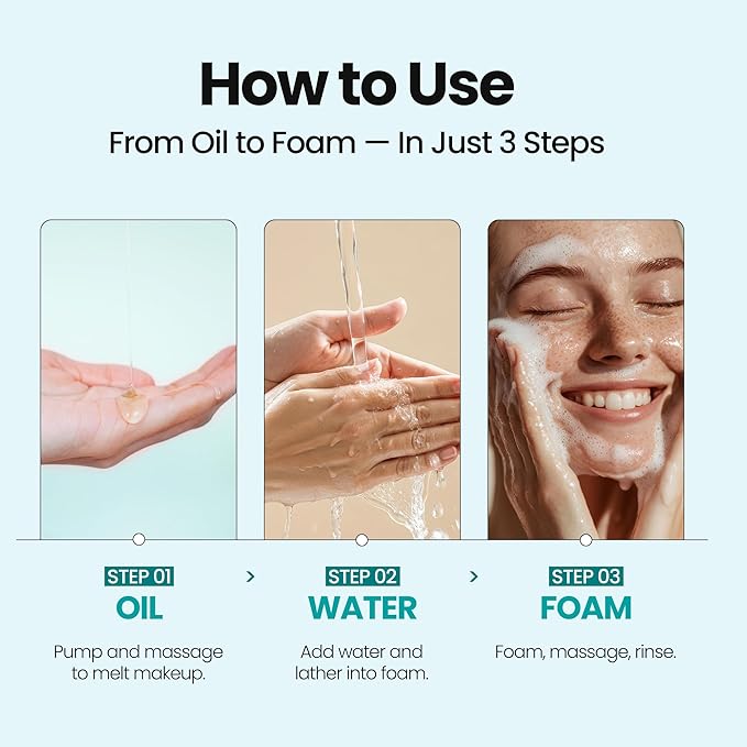 [K-Beauty] Blue Tansy Oil to Foam - All-in-One Korean Face Wash OilBased Foaming Facial Cleanser - Excess Sebum & Oil Control - Makeup Deep Cleansing Oil for All Skin Types (3.88 fl oz)