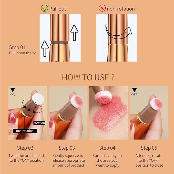 Highlighter Beauty Wand, Cream Liquid Highlighter Makeup Stick, Cruelty-free（Bronze Gold）