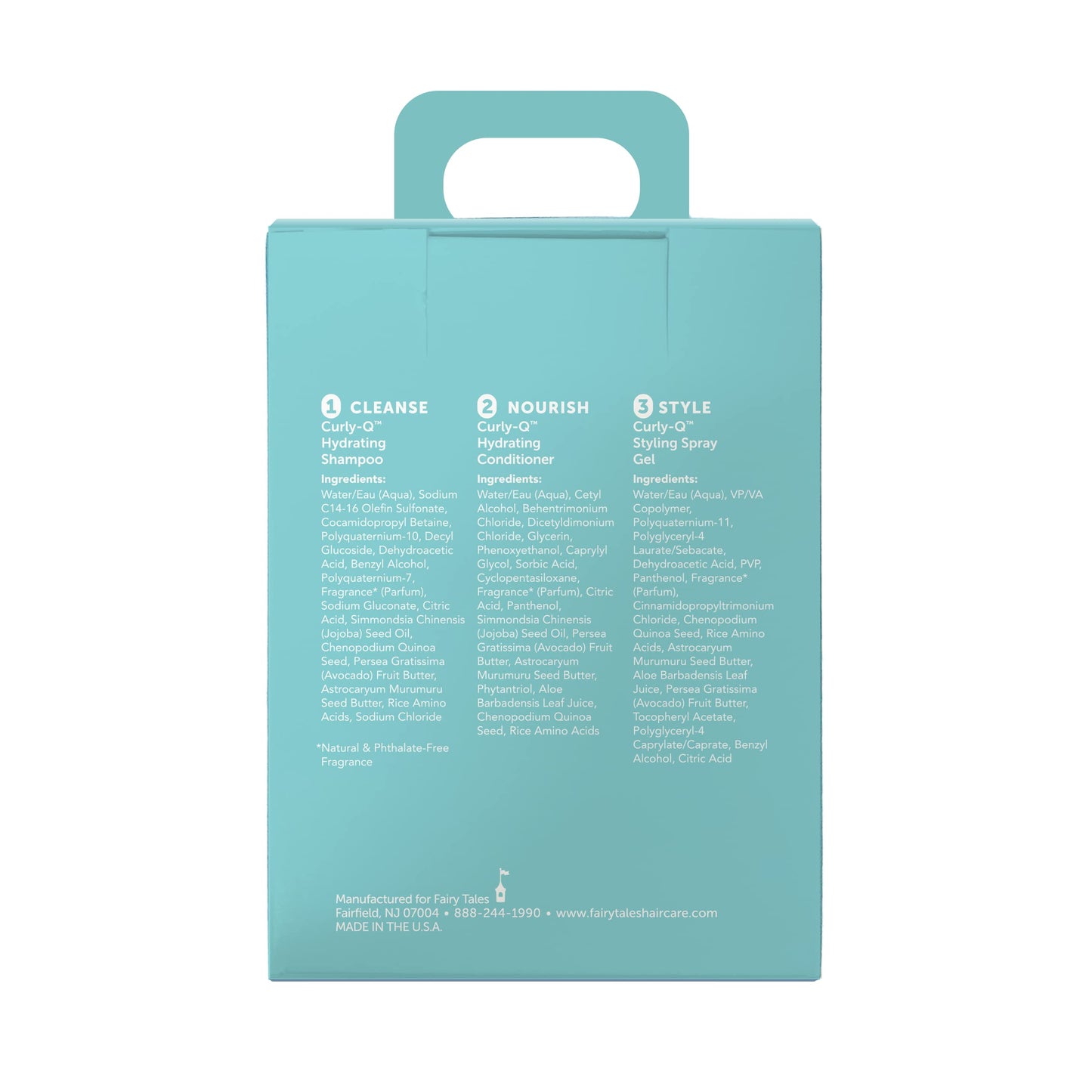 Fairy Tales Curly Q Daily Hydrating Shampoo, Conditioner, Spray for Normal, Damaged, Curly, Color Treated, All Hair - Hydrating Kids Travel Kit with Murumuru butter, Aloe, Rosemary - 3.3oz (Pack of 3)