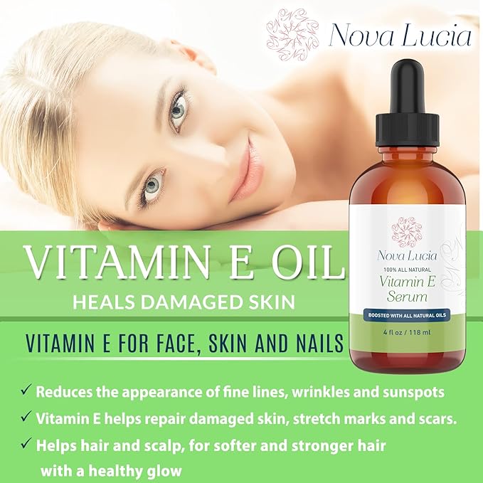 Organic Vitamin E Oil For Skin Face Hair Oil For Hair Growth Acne Scar Treatment Stretch Mark Removal Moisturizer Hair Skin And Nails Vitamins compare with Vitamin E Cream Acne Scar Remover Cream 4 oz