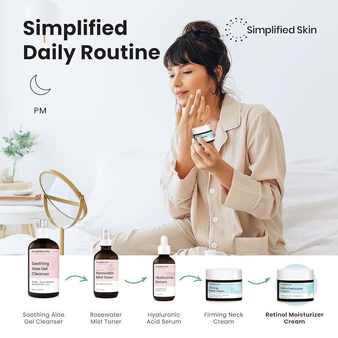 Simplified Skin Retinol Cream for Face – With 2.5% Retinol, Vitamin E & Hyaluronic Acid for Anti-Aging & Wrinkles - Hydrating Night Moisturizer – 1.7Oz