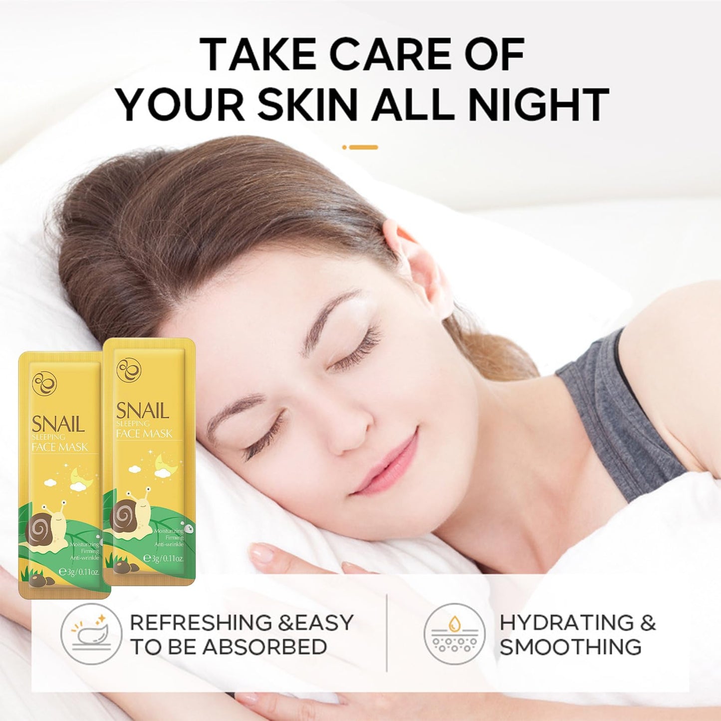 6PCS Snail Mucin Korean Skin Care Sets & Kits, Snail Gift for Women, Snail Mucin Serum, Eye Cream, Snail Cream, Cleanser, Sleep Mask, High Firming & Enhance Skin Elasticity, Anti-aging, Hydrating