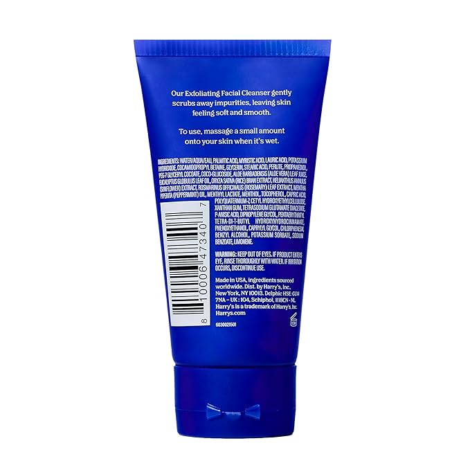Harry's Exfoliating Face Wash for Men, Gentle Facial Skin Care Products with Volcanic Rock Exfoliant, 2 Fl. Oz, Pack of 3 (Trial and Travel Size)