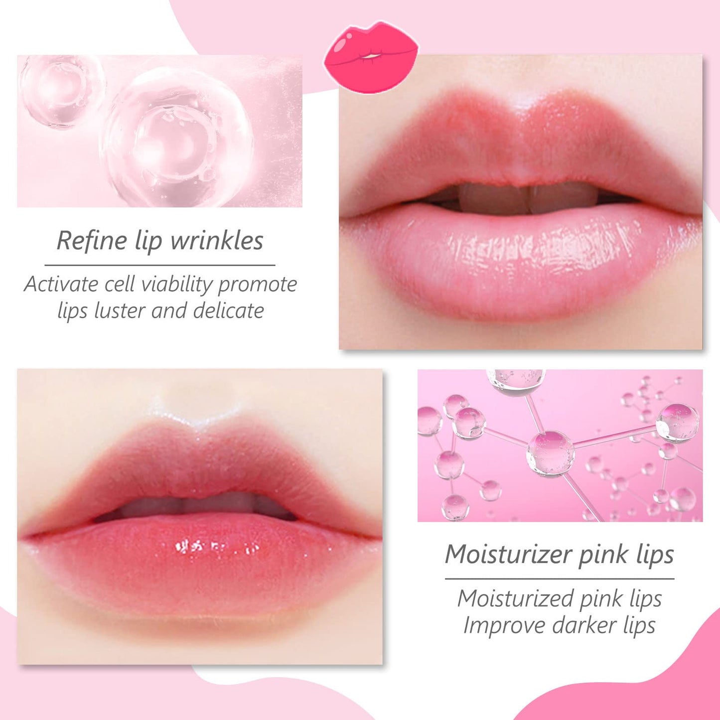 20pcs Moisturizing Lip Mask, Sleep Mask Reduces Lip Lines, Restores Moisture, Nourishes Lip Skin, Plumping Lips Mask (Pink)