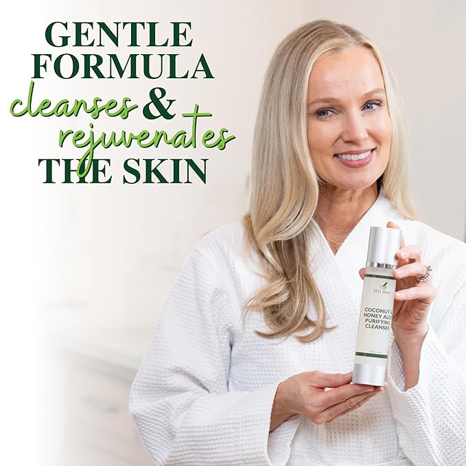 Coconut & Honey Aloe Purifying Cleanser | Organic Face Wash for Women & Men | Gentle Vegan Foaming Facial Cleanser for All Skin Types | Non-Toxic, Clean Ingredients | 120ml Airless Pump