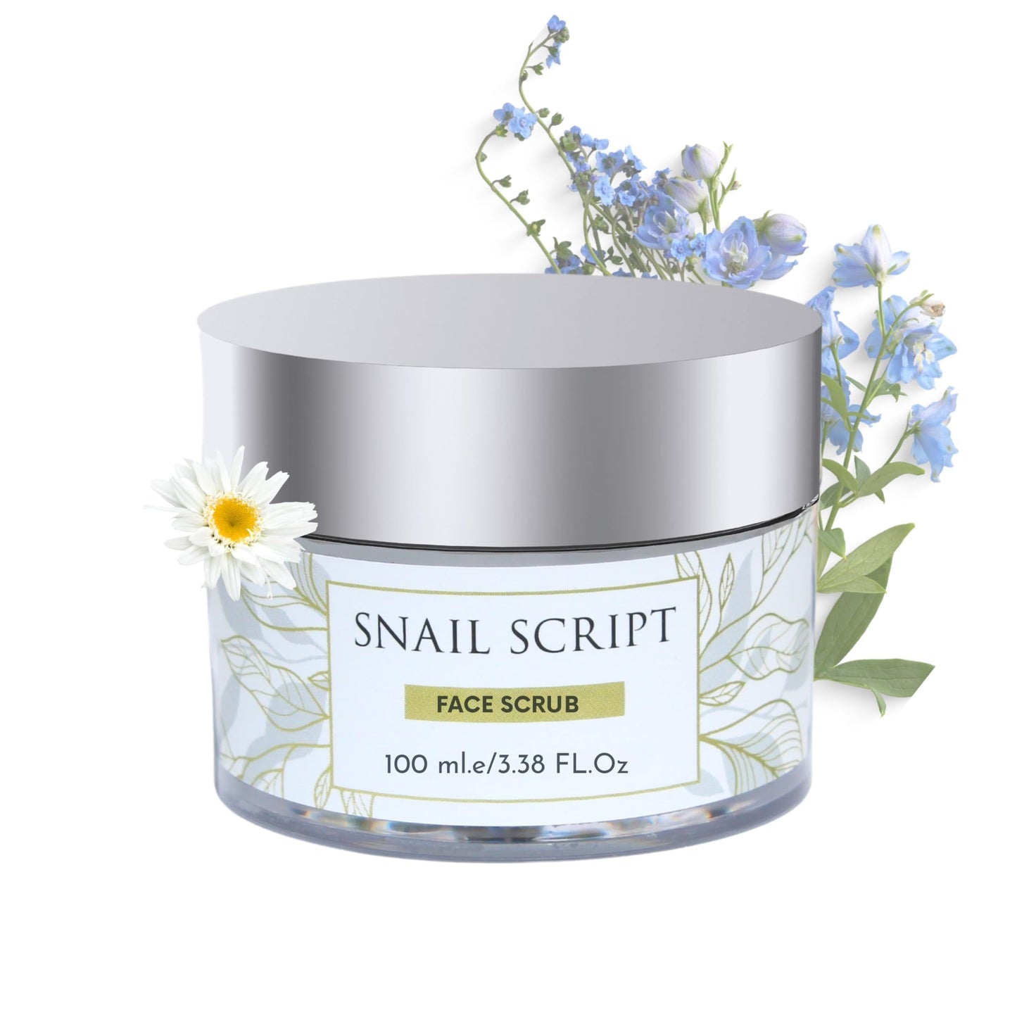 Snail Script Exfoliating Face Scrub, Advanced Snail Mucin Scrub daily deep scrub pore cleansing scrub for Dry & Sensitive Skin, Korean Skin Care Brightening Facial Scrub for youthful dewy skin