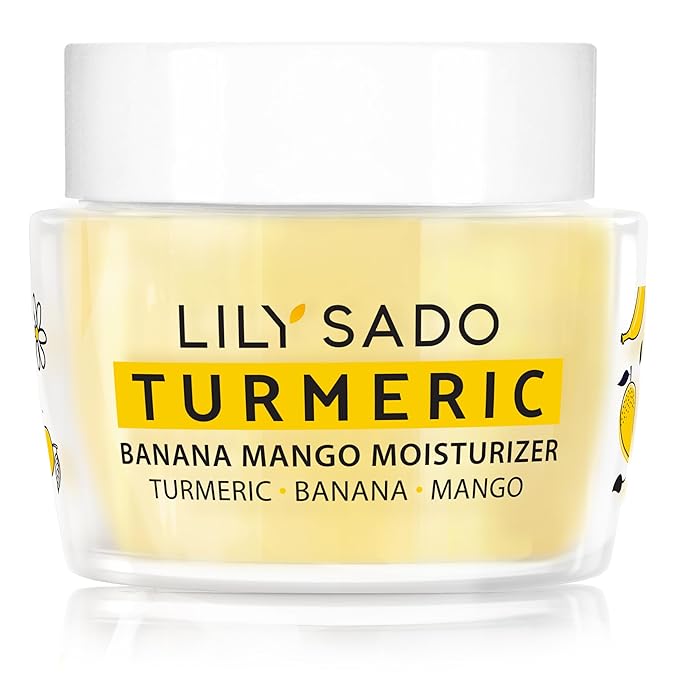LILY SADO Turmeric Banana Mango Face Moisturizer - Luscious Creamy Nutrient-Rich Natural Daily Facial Cream w Chamomile & Rosemary - Vegan Anti-Aging Lotion For Wrinkles & Fine Lines