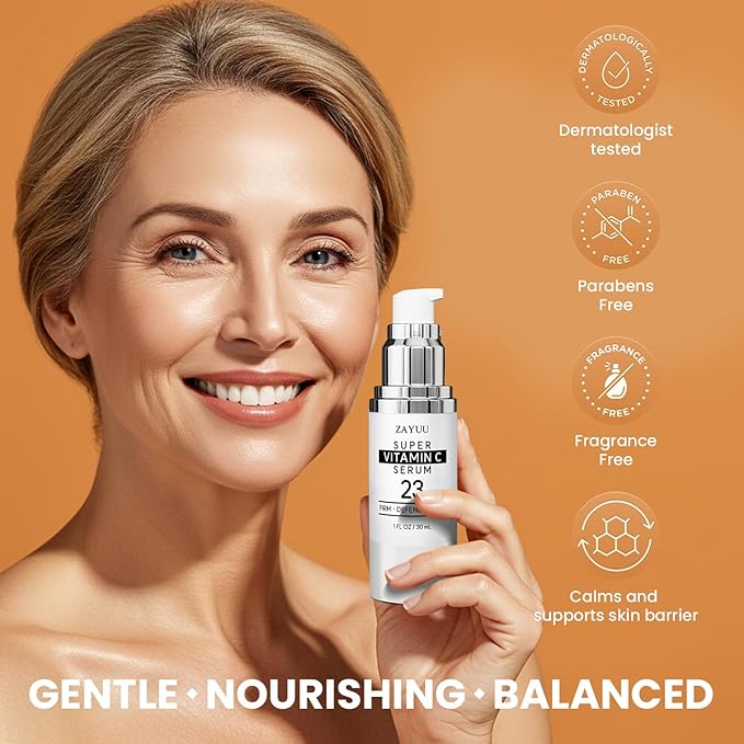 Korean Vitamin C Face Serum: 23% Pure Vitamin C + Hyaluronic Acid, Vitamin E & Ferulic Acid – Anti-Aging Serum for Wrinkles, Dark Spots & Mature Skin – 1 fl oz – Korean Skincare for Radiant Glow