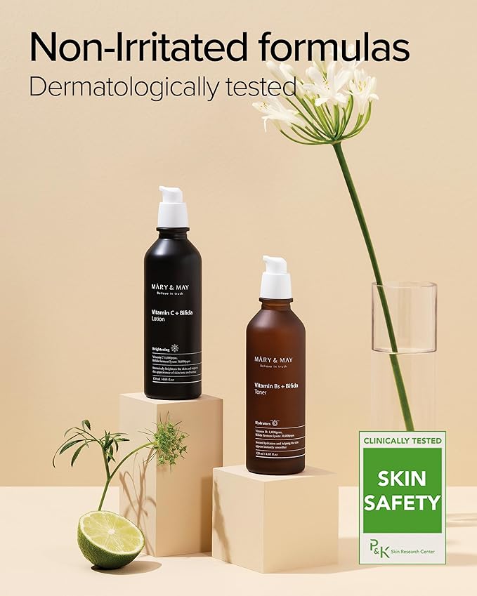 Mary&May Vitamin C+ Bifida Lotion - Nourishing Face Lotion for Evens Skin Tone and Moisturization - 30,000ppm Bifida Fermentation with 1,000ppm Vitamin C, 4.06 fl.oz.