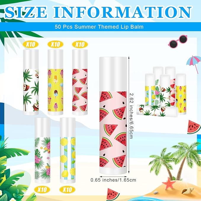 50 Pcs Summer Lip Balm Bulk Gifts