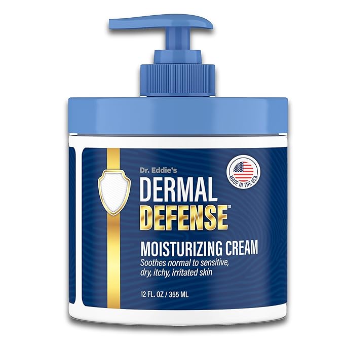 Dr. Eddie's Dermal Defense Moisturizing Cream - Face and Body Moisturizer for Dry Skin, Daily Cream for Sensitive Skin Care, Ultra Moisturizing Eczema Cream for Men and Women - 12 fl oz