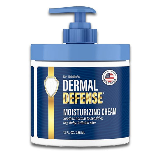 Dr. Eddie's Dermal Defense Moisturizing Cream - Face and Body Moisturizer for Dry Skin, Daily Cream for Sensitive Skin Care, Ultra Moisturizing Eczema Cream for Men and Women - 12 fl oz