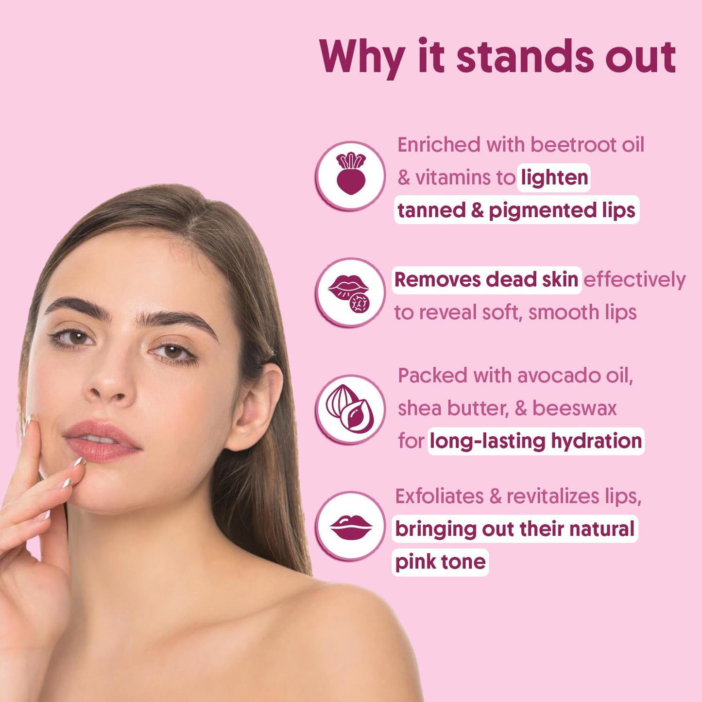 Aravi Organic Beetroot Lip Scrub with Shea Butter & Cocoa Butter – For Dark, Chapped & Pigmented Lips – Suitable for Men and Women - 0.5 FL Oz / 15gm