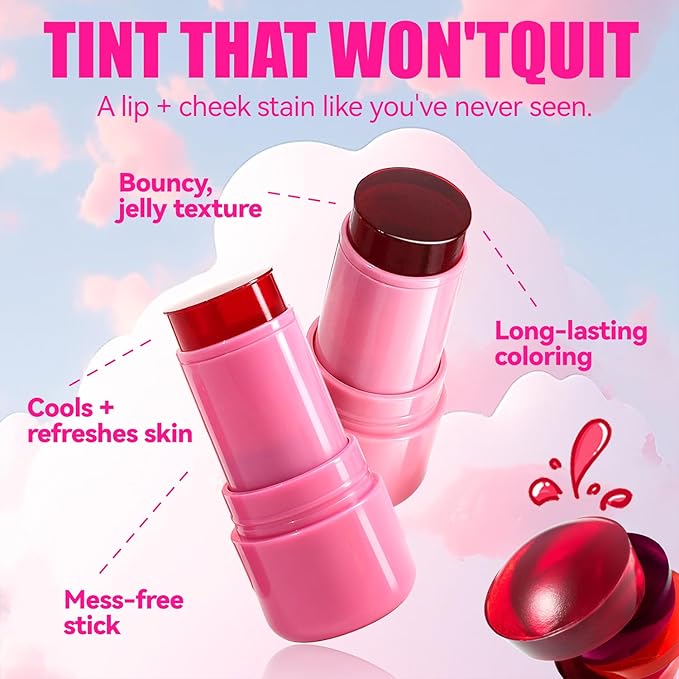 Cooling Water Jelly Tint,Jelly Blush Stick,Long Lasting Milk (B, S)