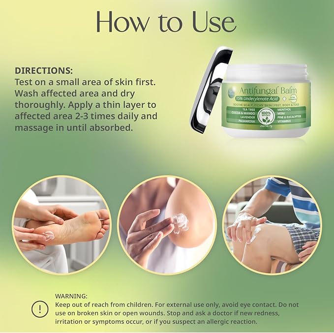 PURPLE CANYON Anti Fungal Balm with 15% Undecylenic Acid – Natural Antifungal Cream for Athletes Foot, Jock Itch & Ringworm – Soothing Relief with Tea Tree, Menthol & Healing Essential Oils