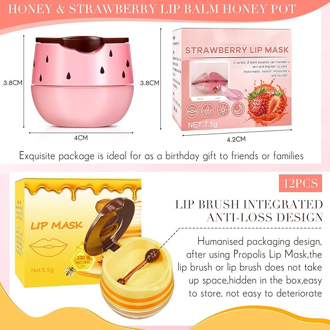 12 Pcs Bee Lip Balm Honey