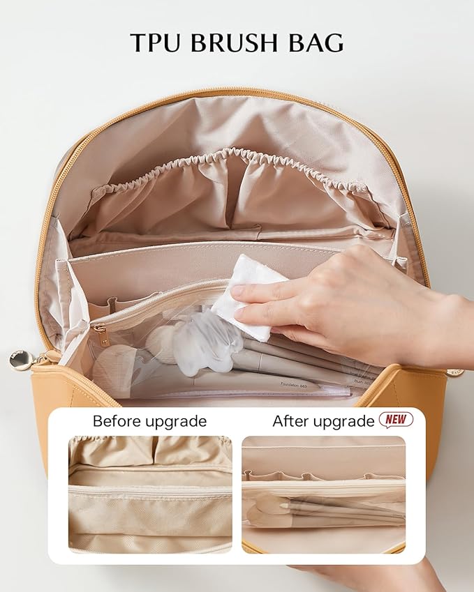 EACHY Travel Makeup Bag,Large Capacity Cosmetic Bags for Women,Waterproof Portable Pouch Open Flat Toiletry Bag Pattern Makeup Bag