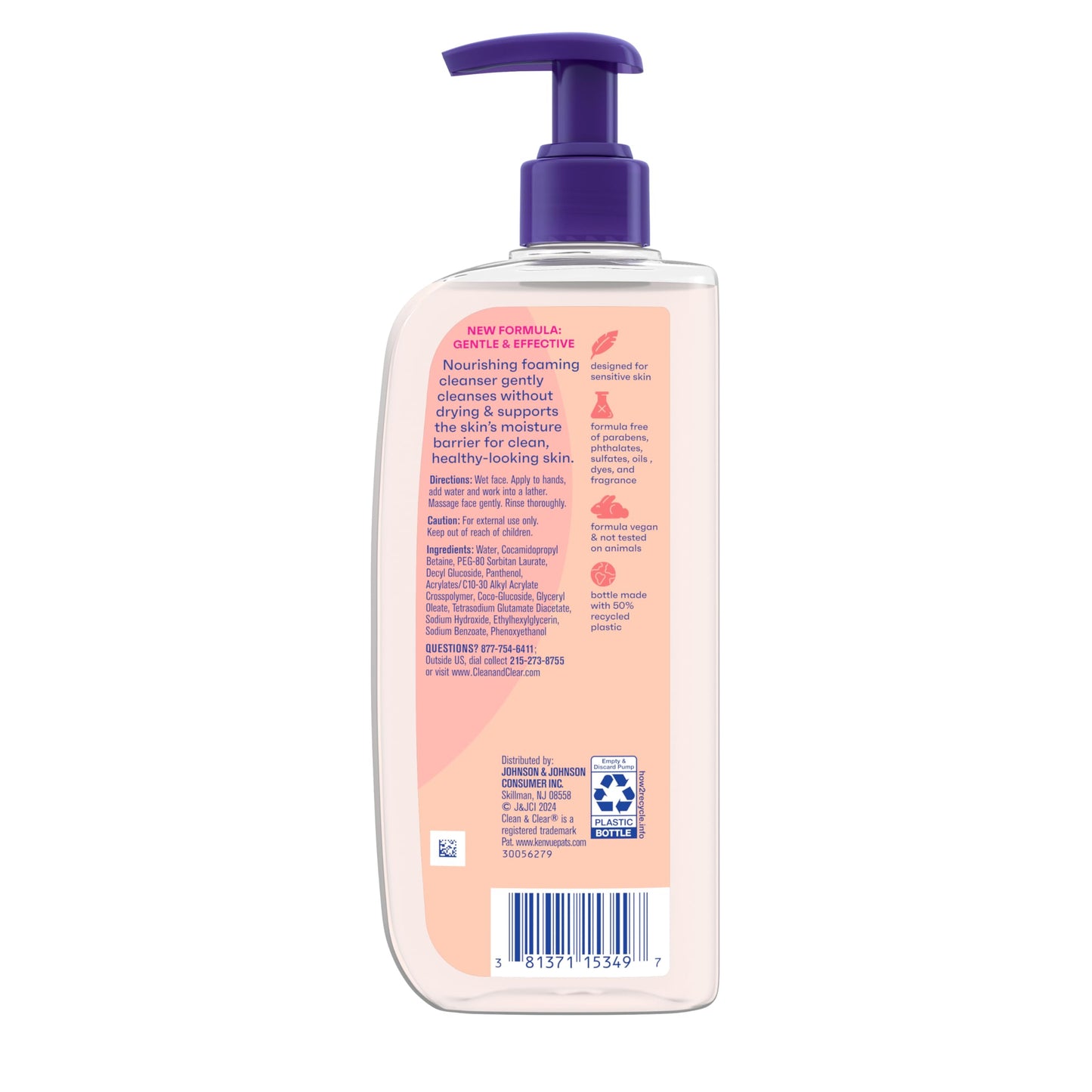 Clean & Clear Essentials Oil-Free Foaming Facial Cleanser, Daily Face Wash with Pro-Vitamin B5 Gently Removes Oil & Pore Clogging Impurities Without Drying Skin, Fragrance-Free, 8 fl. oz