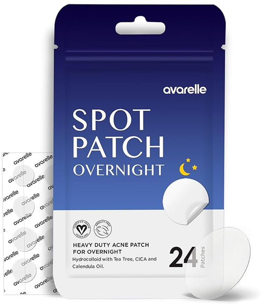 AVARELLE Spot Pimple Patches for Face | Good Night Acne Cover | Hydrocolloid with Tea Tree Oil | Acne Spot Treatment (12-14 mm, 96 ct) (24 Count)
