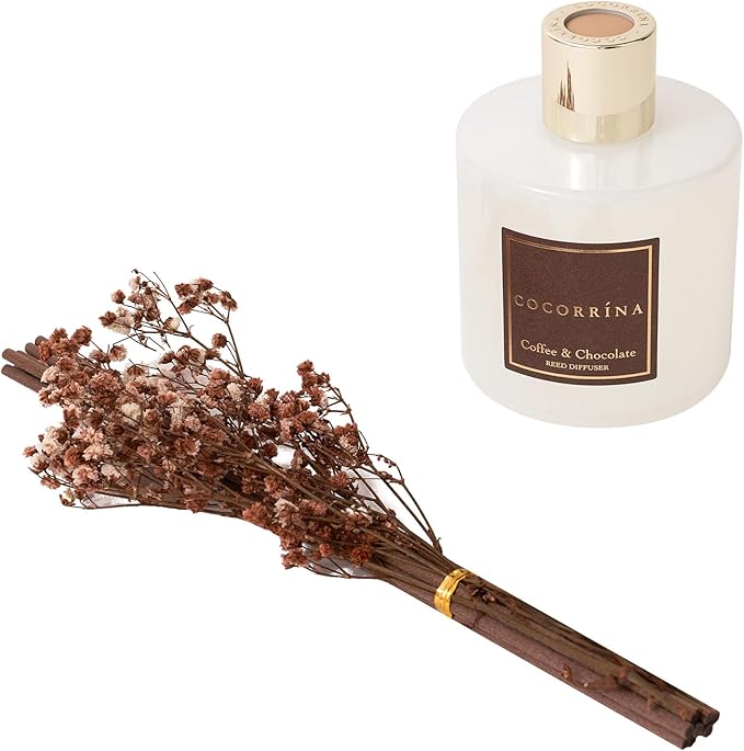 Cocorrína Reed Diffuser Sets - Coffee & Chocolate Scented Diffuser with Sticks Home Fragrance Reed Diffuser for Bathroom Shelf Decor
