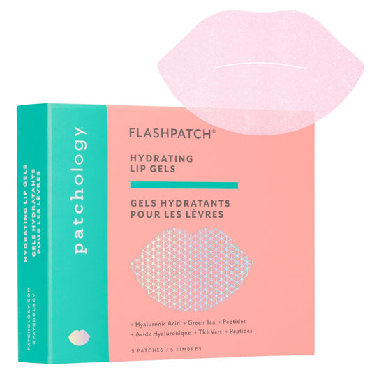 Patchology FlashPatch Hydrating Lip Mask Gels with Hyaluronic Acid, Green Tea & Peptides – Ultra Moisturizing Lip Treatment & Lip Patches for Dry Lips – Hydration & Repair – Day & Night Use (5 Count)