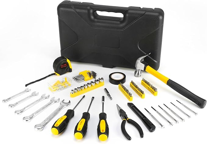 149-Piece Automotive and Household Tool Set, Small Tool Kit for Car Enthusiasts，DIY Home Repairs, Beginners, and Household Maintenance (Yellow)
