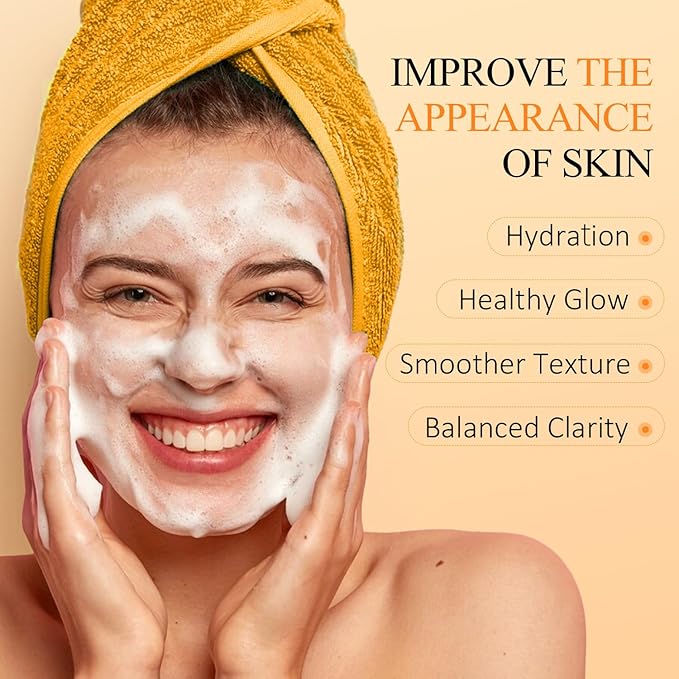 SHVYOG Vitamin C Turmeric Face Wash, Turmeric Foaming Facial Cleanser for Dark Spot, Uneven Skin Tone, Skin Cleansing, Moisturizing, Exfoliating Facial Cleanser with Brush,Unisex