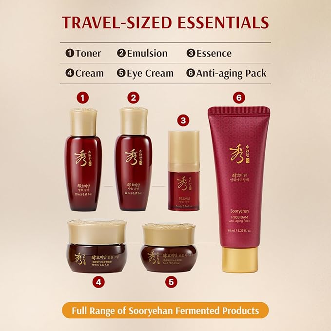 Sooryehan Ginseng Skincare Set - Hyobidam Korean Skin Care Set, Premium Gift Set for Intense Hydration, Firm Skin, Wild Ginseng, 13.53 fl oz