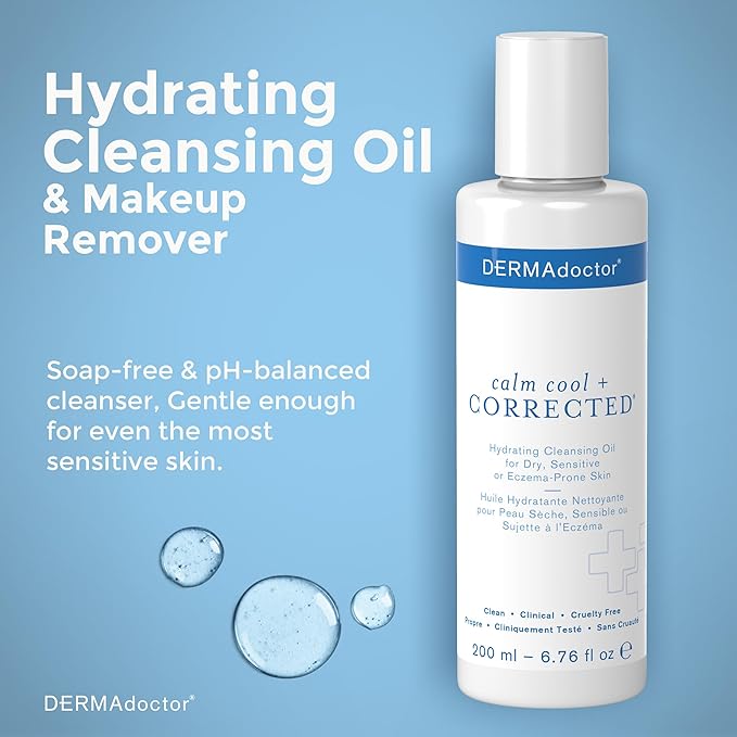 DERMAdoctor Hydrating Cleansing Oil and Makeup Remover; Dermatologist Formulated Gentle Fragrance Free Face Cleanser with Jojoba Oil and Hibiscus Extract - 6.67 fl. oz.