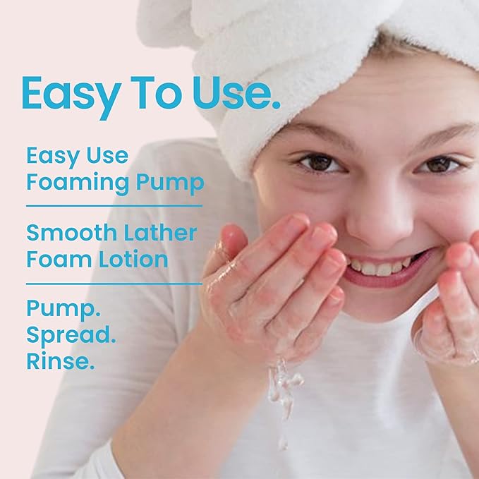Teen Skin Face Wash | Gentle Foaming Daily Boys & Girls Facial Cleanser Lotion | Natural Non-toxic Ingredients | For Teens, Preteens & Kids Looking to Prevent Acne | 5 oz