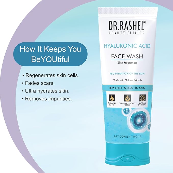 Hyaluronic Acid Face Wash For Men & Women Concentrate For Deep Cleansing & Clove Purifying Face Wash With Natural Ingredients Suitable For All Skin Oily To Normal - 100 ml /3.38 Fl Oz