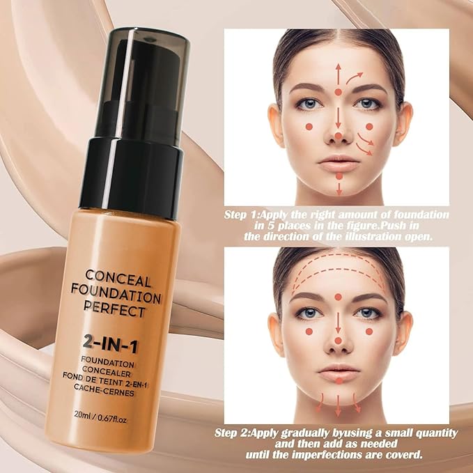 6 Colors Liquid Foundation Long-Lasting,Poreless Liquid Oil Concealer