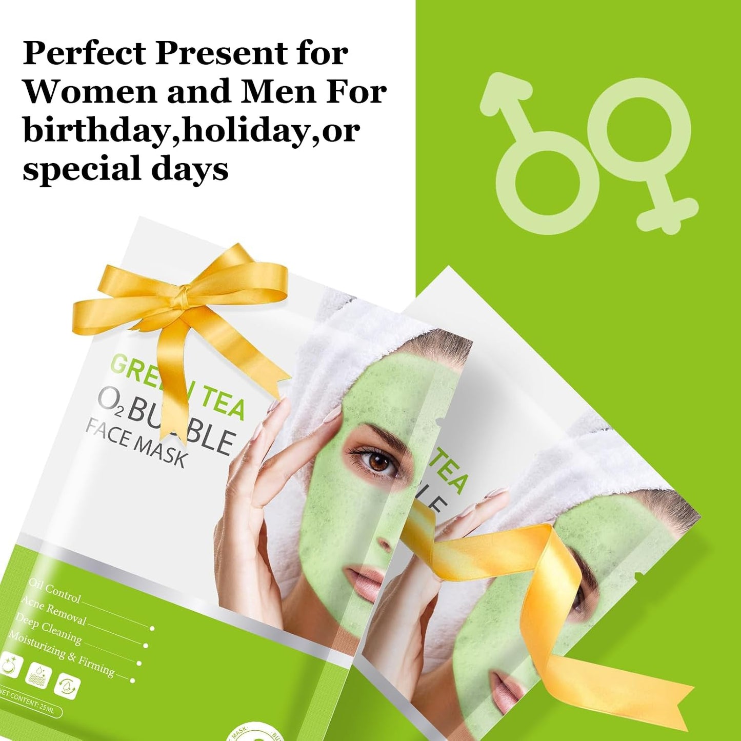 10 Pack Green Tea O2 Bubble Face Masks Sheet, Bubble Facial Mask, Foaming Face Mask, Purifying Facial Mask for Acne and Pores, Moisturizing Spa Face Masks Skincare, Brightening Beauty Masks