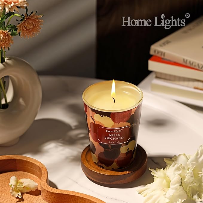 HomeLights Soy Wax Candles for Home Scented, 1-Wick Candles in Apple Orchard Scented, Aromatherapy Candles Gift for Parties, Relaxing, Eclectic Mixed Styles, 6.7oz
