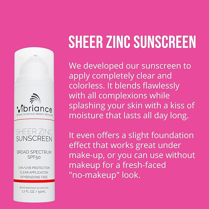 Vibriance Simple Skincare Essentials Bundle | Super C Vitamin Serum, Sheer Zinc Sunscreen SPF 50 Skin Care Set - Nourish, Protect, Illuminate