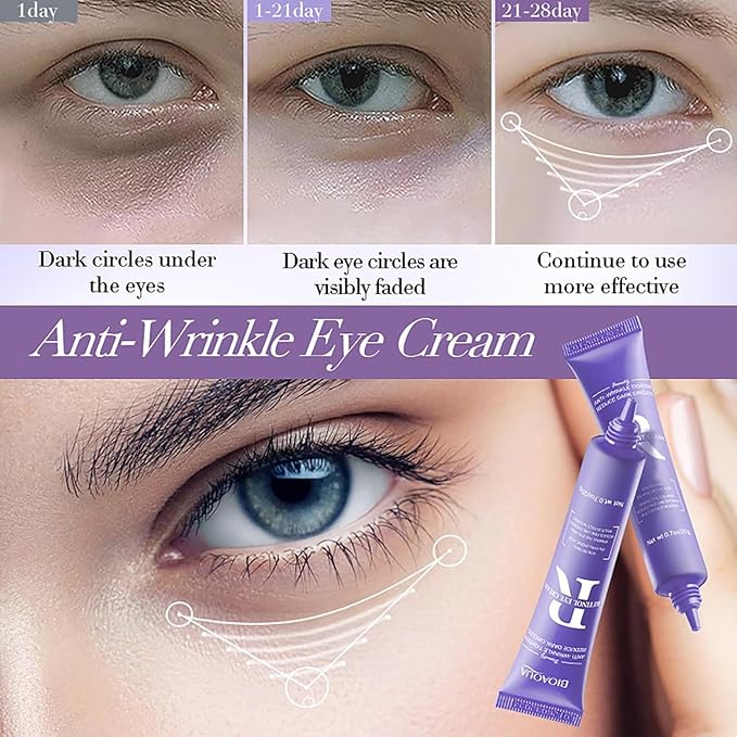 Retinol Eye Cream, Moisturizing Eye Care Daily Anti-Wrinkle Cream with 45% Retinol and 5% Hyaluronic Acid to Smooth & Moisturize Skin, Under Eye Bags, Reduce Wrinkles, Dark Circles(0.7 Ounces)