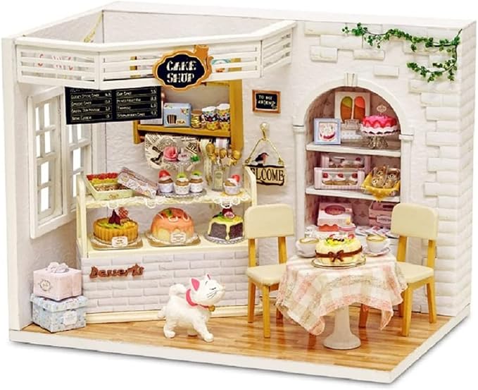 Kisoy Romantic and Cute Dollhouse Miniature DIY House Kit Creative Room Perfect DIY Gift for Friends,Lovers and Families (Cake Diary)