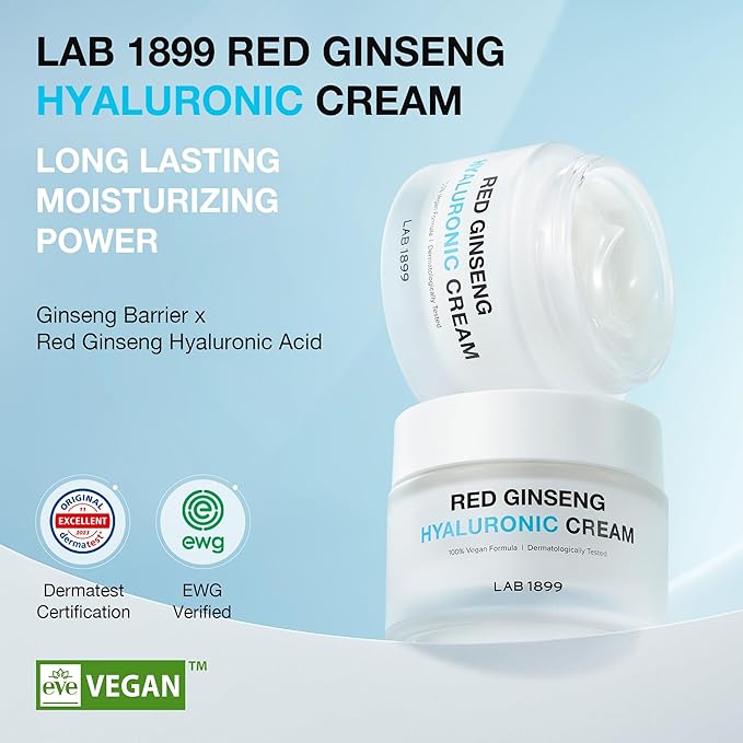 Donginbi LAB 1899 Red Ginseng Hyaluronic Cream - Deep Hydrating Cream for Dry Skin, Face Moisturizer with Hyaluronic Acid, Korean Red Ginseng, Korean Skin Care Gifts for Women, 1.69 floz