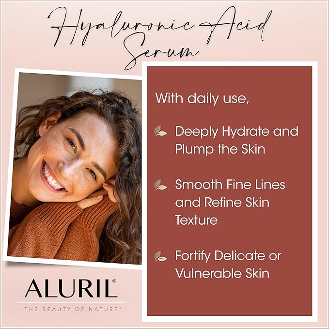 Hyaluronic Acid Serum with Vitamin C - Hydrating & Moisturizing Serum to Soothe Plump Face & Tighten Skin, Enhanced with Vitamin E to Diminish Dark Spots, Fine Lines & Signs of Aging, 1 fl oz