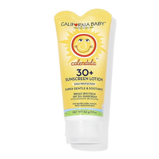 California Baby Calendula SPF 30+ Sunscreen | Mineral Based | Titanium Dioxide | Travel Size Baby Sunscreen for Face + Body | Lavender Scent | 2.9oz