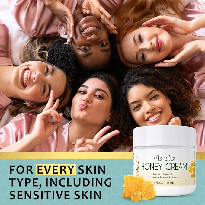 Deluvia Manuka Honey Cream | Hydrating & Soothing Moisturizer Face & Body Lotion | for Sensitive Skin, Eczema, Psoriasis & Dermatitis | 4 ounce