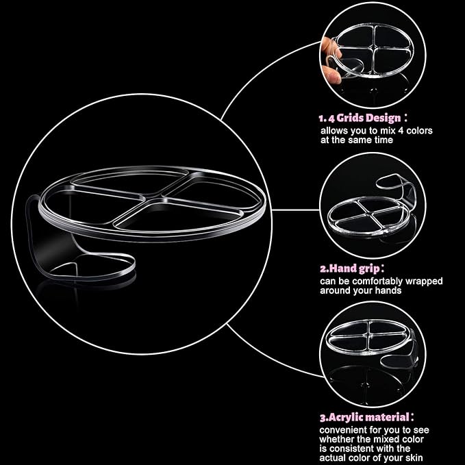 2 Pieces Hand Makeup Mixing Palette Handheld Palette