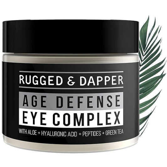 RUGGED & DAPPER Premium Men's Eye Cream | Age Defense for Dark Circles, Wrinkles & Puffy Eyes | Unscented | Hyaluronic Acid, Aloe + Argan Oil